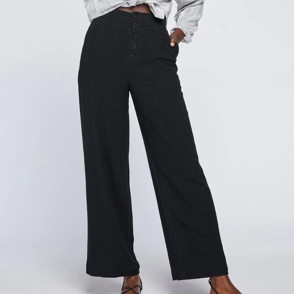 Gentle Fawn Black Wide Leg Linen Blend Julius Pants Women's Small - Picture 1 of 16